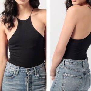 T by Alexander Wang Black Compact Jersey Halter Bodysuit Size 6